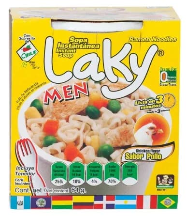 Laky Men Sopa Instantánea Sabor Pollo 64g